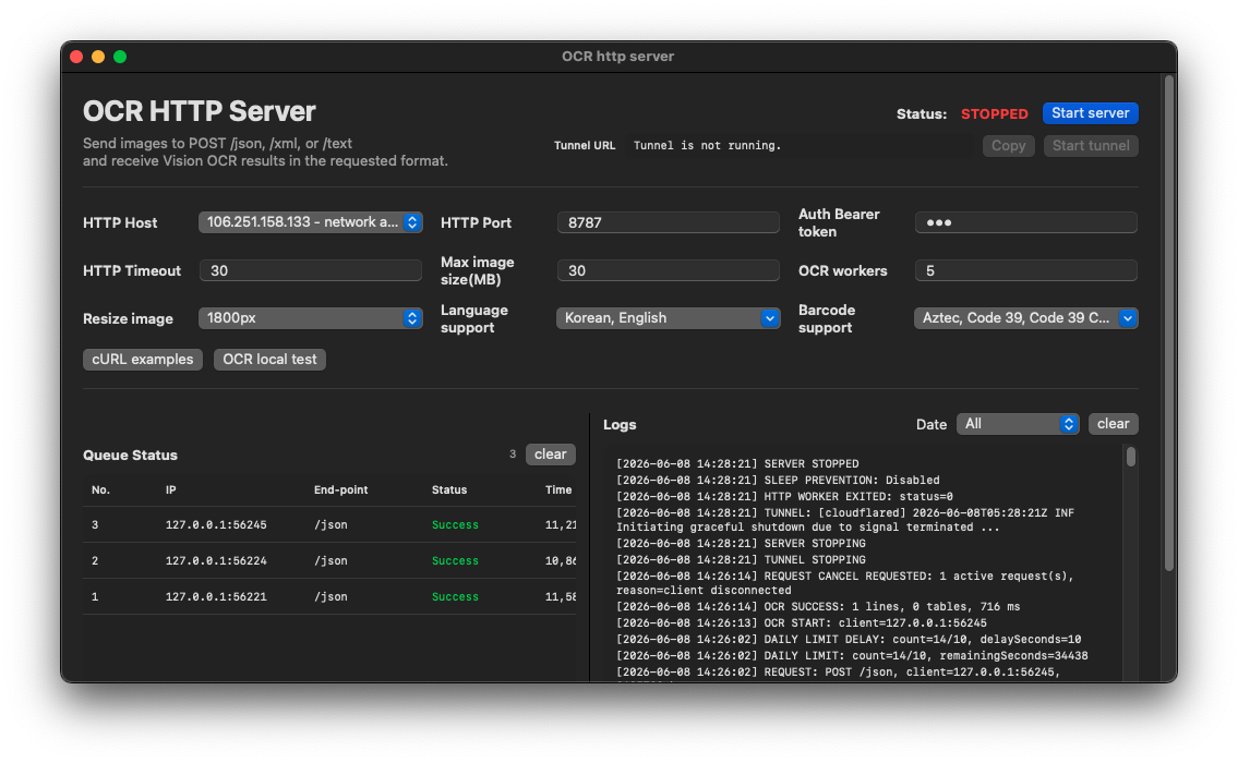 Server settings screenshot
